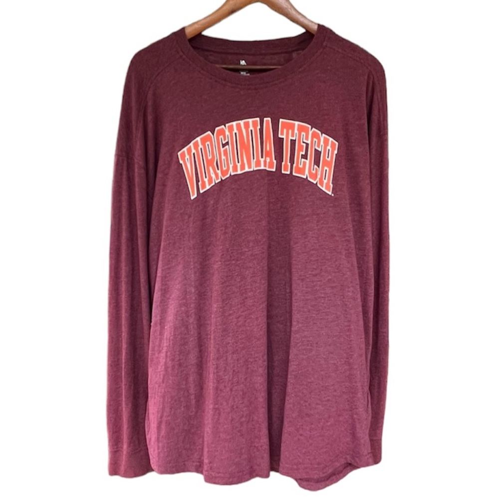 Virginia Tech Hokies Long Sleeve T-Shirt Burgundy Orange Size 2XL